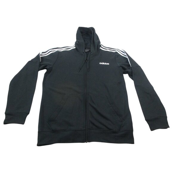 Adidas Climalite Hoodie Mens Medium‎ Black White Striped Long Sleeve Full Zip - Picture 1 of 10